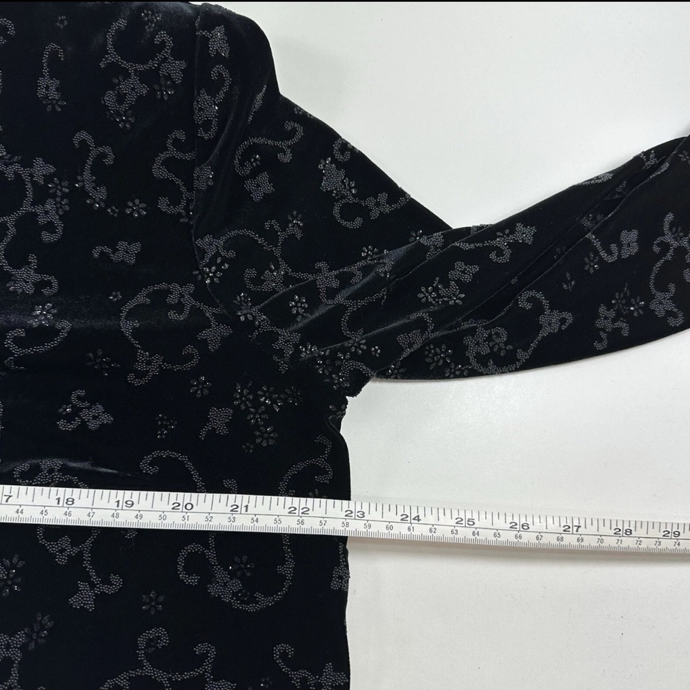 Vintage R&M Richards Black Velvet Evening Top Women’s XLP Silver Metallic Tunic - Picture 6 of 8